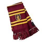 Elbenwald Harry Potter Schal Gryffindor Hausfarben mit Wappen Patch und Fransen 24 x 170 cm rot gelb