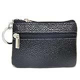 XN923 1 stück Feste Farbe Echtes Leder Karton Tasche Reißverschluss Brieftasche Bussiness Kreditkartenhalter Tragbare Schlüssel Ring Aufbewahrung Beutel Münzbörse Ordnerorganisator. ( Color : Black )