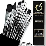Apolo Arte Aquarellpinsel Set für Profis | Black Series | 8er Aquarell Pinselset | Hohe Absorption und Kontrolle des Wassers für konstanten Farbfluss | Pinsel Aquarell für Künstler |