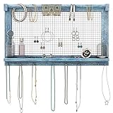 Comfify Boho-Chic Organizer für Schmuck - Wandhalterung mit Abnehmbarer Armbandstange, einem Regal und 16 Haken - Perfekte Aufbewahrung für Ohrringe, Halsketten und Armbänder - Schmuckdisplay