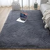 Optik Wohnzimmerteppich Teppich Dekorativer Teppich für Schlafzimmer Soft Touch Teppiche Große (Dunkelgrau,160×230 cm)