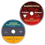 Universal Treiber-Meister für Windows 10 / 8 / 7 / Vista / XP (32 & 64 Bit) alle (PC & Laptop) Modelle + Festplatten Löscher & Formatiere, Datenvernichter, Sichere Datenlöschung (2 CD/DVD-Spar-Set)