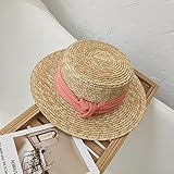 YFZCLYZAXET Sonnenhut Strohhut Hut Damen Mode Frauen Strohhut Mit Breiter Krempe Mit Breitem Band Lady Sun Hats Panama Beach Hüte Holiday Cap-2