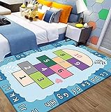 Große Spielmatte Kinder Teppich und Krabbelmatten Blaues Cartoon-Himmelfahrt-Muster 120x160CM (4'0''x5'2'')