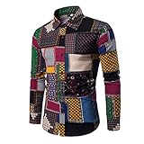 QWERD Blumen Hemden Herren Bunte Hemden Langarmhemd Muster Paisley Freizeitshemd Langarm Casual Shirt Herren Blumen Hemd Langarm Hawaii-Print Hemd Mehrfarbig Muster Slim Fit Shirts Baumwolle S-4XL