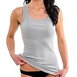 HERMKO 1325 Damen Longshirt in Trend-Farben aus 100% Bio-Baumwolle, Tank Top auch in Übergrößen, längeres Shirt für drüber und drunter, Farbe:grau, Größe:36/38 (S)