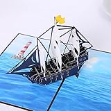 Pop Up Geburtstag Segelschiff Karten, 3D Pop Up Boot Geburtstagskarte, Happy Birthday Karte, Abschlusskarte, Weihnachtskarten, Jubiläumskarten, Ruhestandskarten, Papa Geburtstagskarte (Weiß)