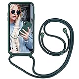 GoodcAcy Handykette Handyhülle für Xiaomi Redmi 9A,Smartphone Necklace Hülle mit Band Schutzhülle mit Kette zum umhängen Halskette Flüssig Silikon Case für Xiaomi Redmi 9A,Grü