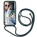 GoodcAcy Handykette Handyhülle für Xiaomi Redmi 9A,Smartphone Necklace Hülle mit Band Schutzhülle mit Kette zum umhängen Halskette Flüssig Silikon Case für Xiaomi Redmi 9A,Grü