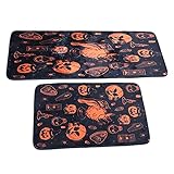 UPKOCH 2Pcs Halloween Tür Matte Kürbis Eingang Matte Küche Schlafzimmer Matte Kürbis Wohnkultur Anti- Slip Teppich für Eingang Vorderseite Rückseite Tür Außen Dekoration (Mischfarbe)