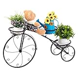 unho Blumenständer Metall, Blumentreppe Fahrrad Form, Blumentopf Ständer 3 Ebenen, Pflanzenregal für Garten Balkon Innen Auß