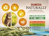 IAMS Naturally Katzenfutter Nass in Sauce - hochwertiges Nassfutter mit Fleisch und Fisch für erwachsene Katzen, Land & Sea Collection 2, 12 x 85 g