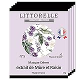 Littorelle - 5 Maske ohne Shaker - Creme mit Maulbeere und Traubenextrakten - Detox und Anti-Aging, erhellt und vereinheitlicht den Teint - Gesunder Leuchteffek