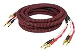 Dynavox Perfect Sound Lautsprecherkabel, Paar, Flexibles High-End Lautspecher-Kabel mit hochwertigen Bananensteckern, konfektioniert, Farbe schwarz/rot, Länge 2