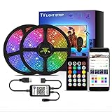 MINGRT Bluetooth Musik LED Strip, LED Streifen Über APP-Steuerung und IR-Fernbedienung, Timermodus, RGB 5050 Smart Led Stripes für DIY Party Schlafzimmer HDTV PC Kü