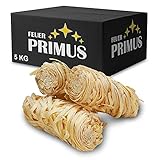 FEUER PRIMUS (5 kg) *NEU Okt. 2021* Brennholz-, Kaminscheite-, Feuerholz-Anzünder aus zertifiziertem Holz, Holzwolle, Grillanzünder, Kaminanzünder, Anzündwolle mit pflanzlichem Wachs (5kg)