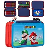 Super Mario Federtasche Kinder, Federmäppchen mit Mario & Luigi Aufdruck, Pencil Case Große Kapazität, Etui Schule Jungen und Mädchen, Gamers Geschenk