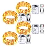Umi. by Amazon 5m Lichterkette einfarbig mit 50 Mini-LEDs, Feenlichter – Wasserdicht, für Innen- und Außenbetrieb – Batteriebetrieben mit Fernbedienung, Timer – 4er-Pack