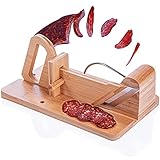 Dimono Wurstschneider aus Holz Wurst-Schneidemaschine; Wurst-Guillotine Wurst-Hobel Salamischneider Wurst-Schneidebrett für Speck, Würste, Schink