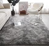 Lanyesky Soft Fluffy Teppiche Kunstpelz Bodenteppich Extra Weicher und bequemer Teppich Rutschfester Indoor Fluffy Dicker Teppich für Wohnzimmer Schlafzimmer Kinder. (Hellgrau, 80x160cm)