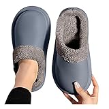 Fajwskjw Winter Hausschuhe Plüsch Herren Warme Gefüttert Pantoffeln Filzhausschuhe Elegant Kuschelige Gäste Schuhe Slipper Bequem Leicht Pantoletten Geschlossen Herbst W