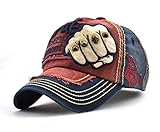Retro Distressed Basecap Einstellbare Snapback Outdoor Baseball Kappe für Unisex (Rot-1)