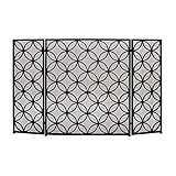 Kaminbildschirm Indoor Kamin Screen 3 Panel-Zinn-Schmiedeeisen Großbild Outdoor-Metall-dekorative Ineinander greifen-Abdeckung Solideer Baby Safe Proof Kamin Zaun Blatt Design Stahlfunk