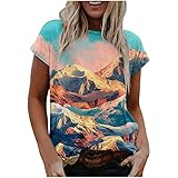 T-Shirt Damen Kurze Ärmel Tops für Frauen Mode Sommer Floral Gedruckt Kurzarm Rundhals T-Shirt Casual Tee Tops Damen Tshirt Floral Print Shirts Kurzarm Lose T-Shirt Oberteile Tunik