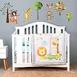 Baby Bees 4-teiliges Bettwäsche-Set mit Tiermotiven für Kinderbetten und Kinderbetten, Bettlaken, Steppdecke, Staubrüschen und Kissenbezug für Kinderbetten in Standardgröß