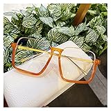 WJBABJ Lesebrille, Retro Halbrahmen Lesebrille, Mode Trendy Brillen Metallrahmen, Männer Frauen Presbyopie Vergrößerung Brillen (Color : Transparent Orange, Size : +2.0)