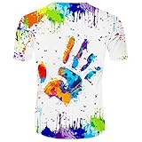 Geilisungren Pullover Herren V Ausschnitt Stylisch Shirts Herren V Ausschnitt Oberteile Basic Rundhalsausschnitt Kurzarm Tee Bunt Sommer Bluse 3D Drucken Lustig T Shirt Männer Modern Sport Party Top