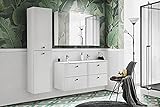 Badmöbel Set mit Waschbecken Havana Plus 120 cm Weiss MDF/SPANPLATTE MATT Waschtisch Spiegelschrank LED Hochschrank