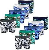 LOREZA ® 10er Set Jungen Baumwolle Boxershorts Camouflage (140-146 (10-11 Jahre), 10er Set)