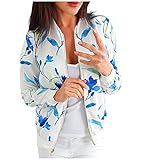 IQYU Damen Reißverschluss Stehkragen kurze Jacke warme Jacke weibliche Klassenkameradin Herbst leichte Freizeitjacke Jack