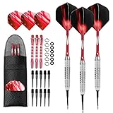 Crazy-M Soft Dartpfeile, Soft Dart 3 Stück 18 g Dartset Turnier Soft Tip Dartpfeile Set für Elektronische Dartscheibe mit PU Bag, Aluminium Schaft, S