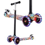 WeSkate Roller Kinder Dreiradscooter mit PU Leuchtenden Räder, einstellbaren Höhe und Doppel-Hinterrad Big Rädern Kinderscooter für Kinder Jungen Mädchen 3-12 J