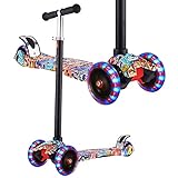 WeSkate Roller Kinder Dreiradscooter mit PU Leuchtenden Räder, einstellbaren Höhe und Doppel-Hinterrad Big Rädern Kinderscooter für Kinder Jungen Mädchen 3-12 J