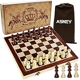 ASNEY Verbessertes Magnetisches Schachspiel, 15-Zoll-Schachbrett-Brettspielset Aus Holzstaunton Mit Handgefertigter Schachfigur Und Aufbewahrungsfächern Für Erw