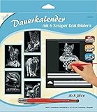 Mammut Spiel & Geschenk 143002 Kratzbilder & Dauerkalender, Motiv Tiere 2, Silber, Komplettset mit 6 Kratzbildern & 1 Dauerkalender & 1 Kratzmesser & 1Übungsblatt, Kratzset für Kinder ab 8 J