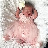 Lisa Schlafende Reborn-Baby-Puppen, 18-Zoll-Realistischer Reborn Neugeborenen Jungenpuppen Ganzkörper-Silikon-Vinyl-Spielzeug Mit Kleidung & Schnuller (Junge),Girl,Vinyl Body