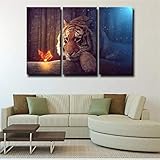 IKLOP 3 teilig leinwand wanddeko 3 Stück Leinwand Bilder Moderne Wandbilder XXL Tiger MIT Schmetterling Wandbilder Leinwand Bilder Gemälde Modern Wohnzimmer Wohnkultur Geschenk