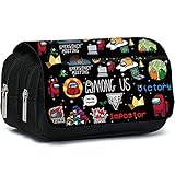 Spiel Among Federmäppchen, Doppelreißverschluss Segeltuch Schlamperbox, Große Kapazität Briefpapier Pouch Stifte Etui Mäppchen Mädchen Teenager für Schul und Bürobedar(1)