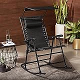 Amazon Basics - Faltbarer Schaukelstuhl mit Sonnenschutz - Schw
