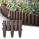 AufuN Holzoptik Kunststoff Rasenkante 8,4m Garden Border aus Polypropylen, Mähkante Beetumrandung Palisade Garten dekorativ, 1 Element BxHxT: 28x24x1 cm, B