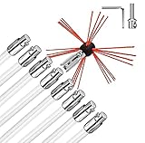 SKYWPOJU Schornsteinfeger-Kit 26FT Länge, Schornsteinreinigungswerkzeug-Kits mit 8 flexiblen Nylonstäben, Schornsteinbürsten-Kit, angetrieben durch B