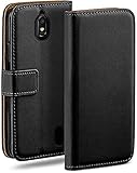 moex Klapphülle für Huawei Y625 Hülle klappbar, Handyhülle mit Kartenfach, 360 Grad Schutzhülle zum klappen, Flip Case Book Cover, Vegan Leder Handytasche, Schw