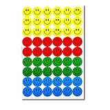 EROSPA® 540 Stück Smiley Sticker | Aufkleber Rund Ø 15 mm - 10 Blatt - Lächelnd - Gelb | Rot | Grün | B