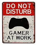 zeitzone Blechschild DO NOT Disturb Gamer at Work Türschild Deko Gamer Zimmer 25x20