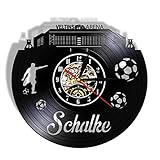 Gelsenkirchen Skyline Deutsches Stadtfußballstadion Wanduhr Vinyl Schallplatte Retro Handgefertigt Vintage Style Geschenk Wanduhr, Home Dekorationen Tolles Geschenk 12I