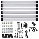 LED Schrankleuchten 6er Set, AIBOO Dimmbar Küchen Unterbauleuchte mit Schalter, Ultra Dünn Küchenbeleuchtung LED Leiste 230V für Schrank, Kleiderschrank, Bücherregal (Warmweiß)